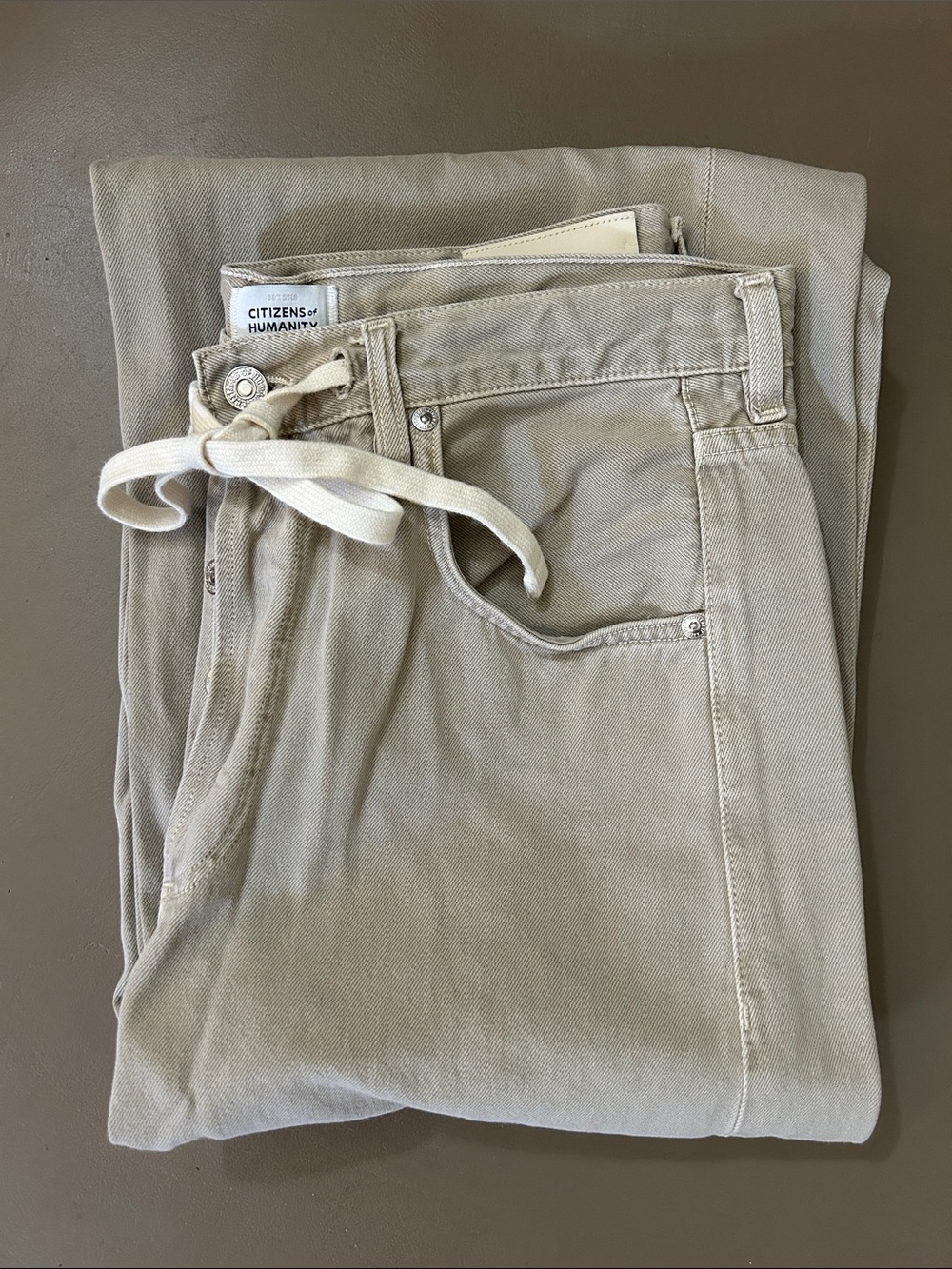 Citizens of Humanith Brynn Drawstring Relaxed Wide Leg Jeans 28 Cotton Quartz